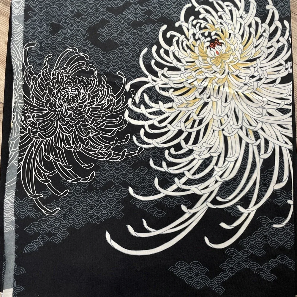 Hawaii‎ Print Vintage Fabric Hawaiian Chrysanthemum Black 74